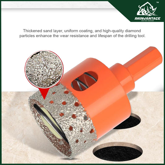 Hex Diamond Hole Saw with Coolant Sponge and Universal Hex Shank | Porcelain, Tiles, Marble, and Glass (18mm - 65mm)