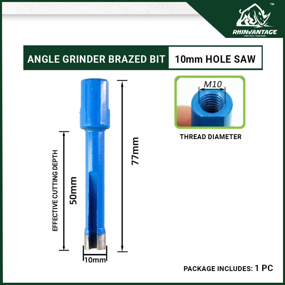 M10 Diamond Hole Cutter for Angle Grinder | Stone, Marble, and Tile (6mm - 12mm)