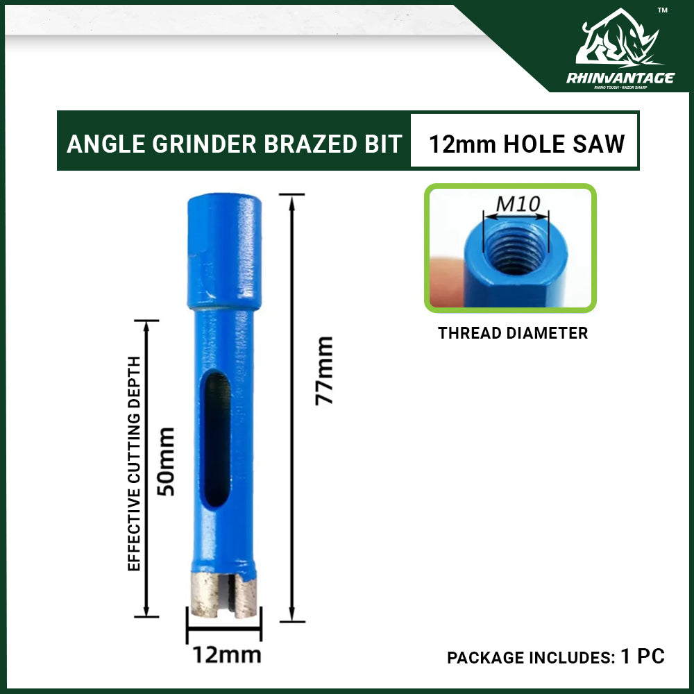 M10 Diamond Hole Cutter for Angle Grinder | Stone, Marble, and Tile (6mm - 12mm)