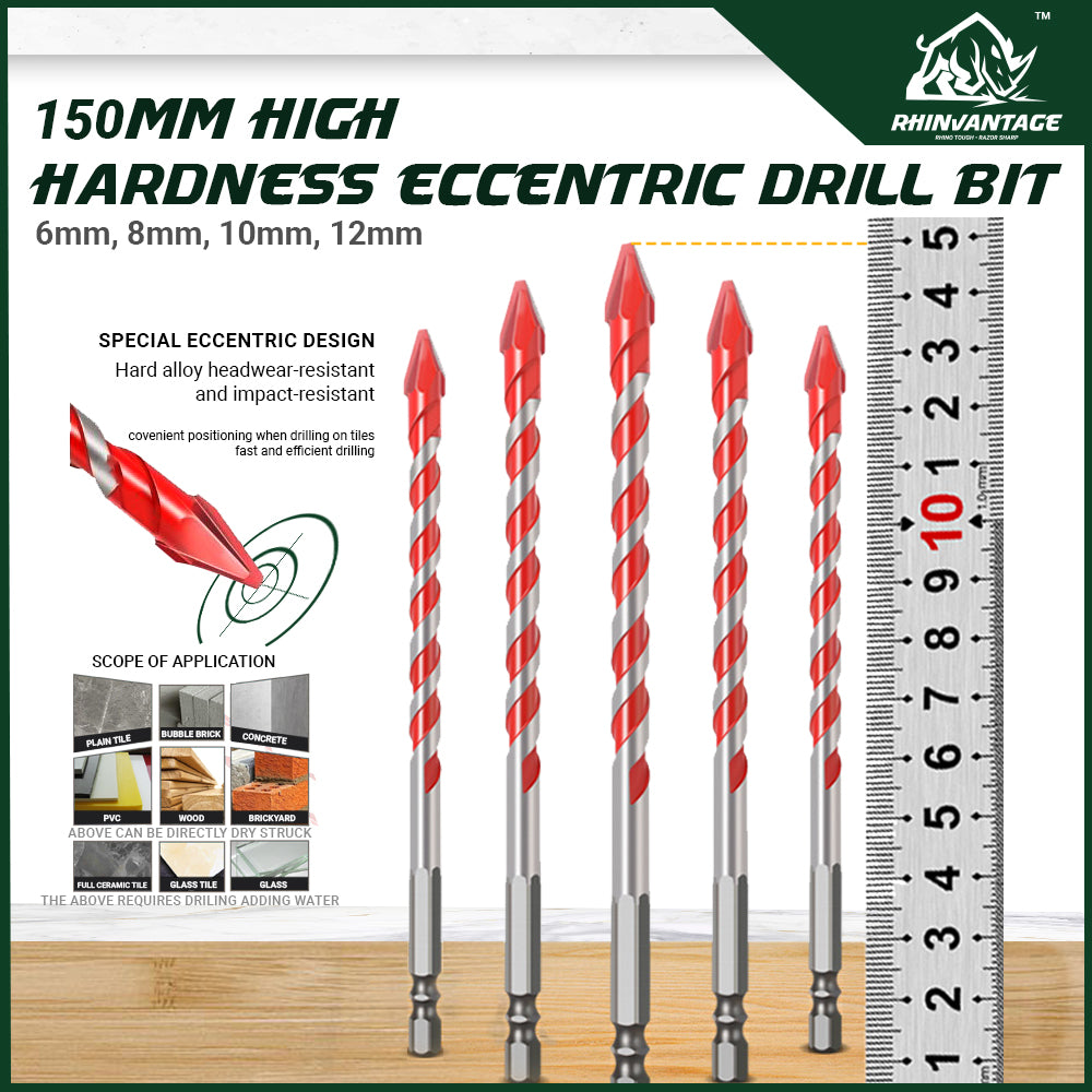 150mm High Hardness Eccentric Drill Bit | Concrete, Tiles, Hard Surfaces and Glass (6mm - 12mm)