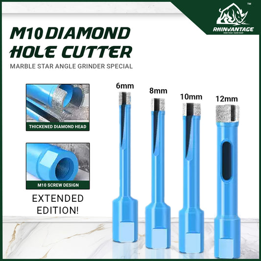 M10 Diamond Hole Cutter for Angle Grinder | Stone, Marble, and Tile (6mm - 12mm)