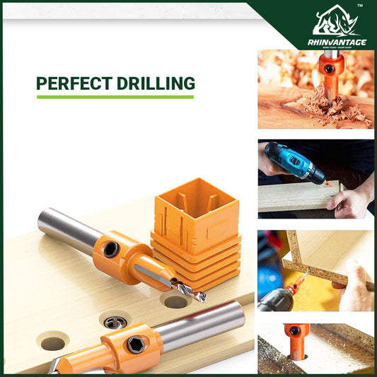 HSS Countersink Wood Drill Bit with Depth Stop Collar & Screwdriver (8mm/10mm Shank)