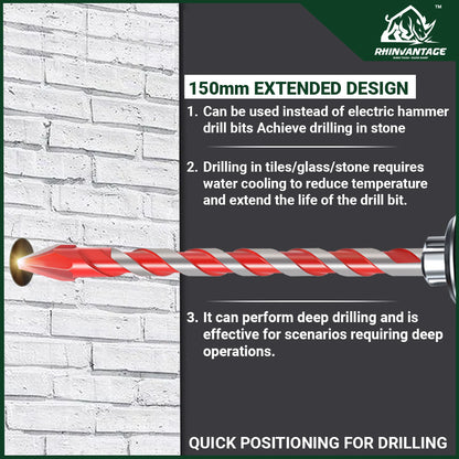 150mm High Hardness Eccentric Drill Bit | Concrete, Tiles, Hard Surfaces and Glass (6mm - 12mm)
