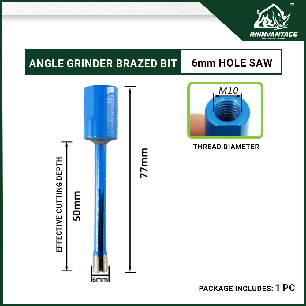 M10 Diamond Hole Cutter for Angle Grinder | Stone, Marble, and Tile (6mm - 12mm)