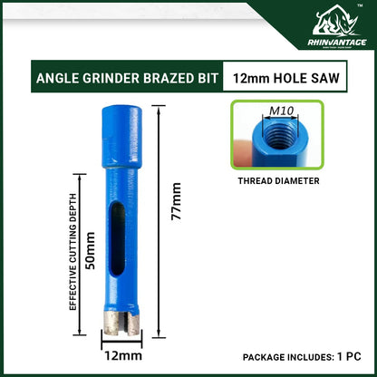 M10 Diamond Hole Cutter for Angle Grinder | Stone, Marble, and Tile (6mm - 12mm)